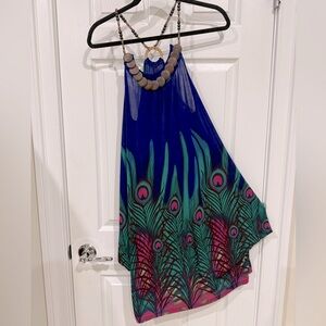 Blue jersey dress beach coverup